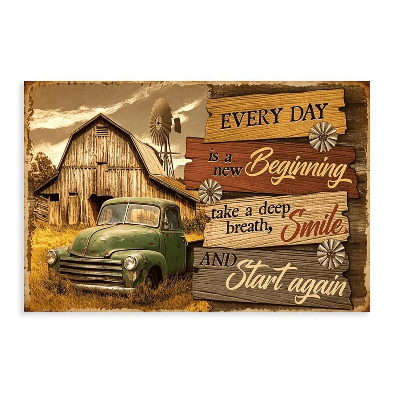 DFHJL Retro Barn And Windmill Poster Canvas Poster for Dorm Room Decor Gift