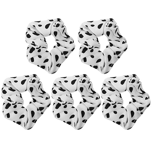 5pcs Large Intestine Hair Scrunchies Set, Milk Pattern Ponytail Holders