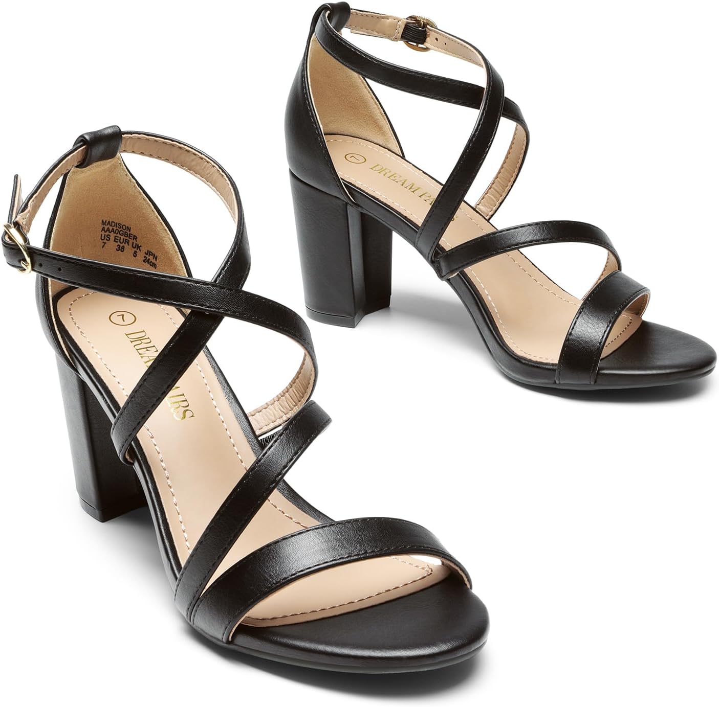 DREAM PAIRS Women’s Ankle Strap Dress Pump Low Chunky Heel Sandals - Image 5