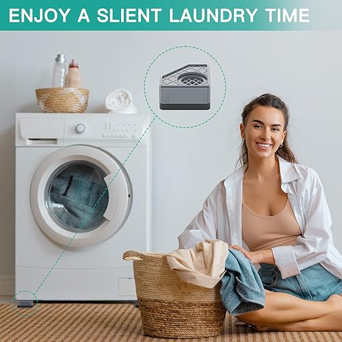 Miniatura 7 de SEISSO Almohadillas antivibración para lavadora, almohadillas antivibración antideslizantes y con cancelación de ruido, estabilizador de lavadora