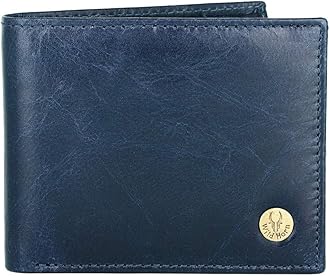 WildHorn Leather Wallet for Men, New Crunch Blue, Classic