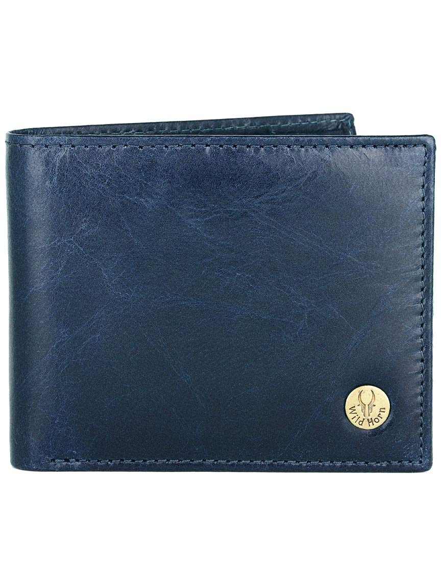 WildHorn Leather Wallet for Men, New Crunch Blue, Classic