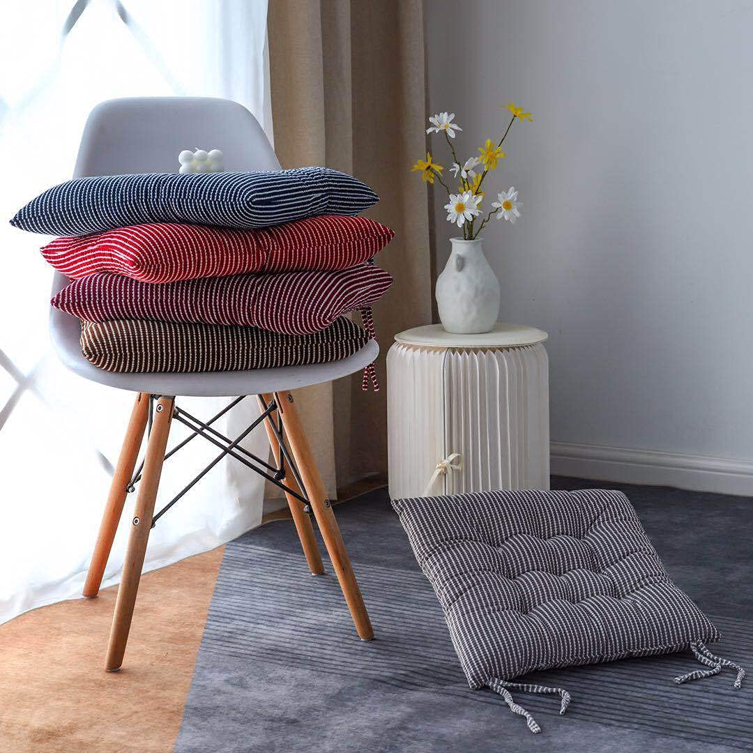 Lot De 2 Coussins De Chaise Ronds - 40cm - Gris Triangle - Confort Assise