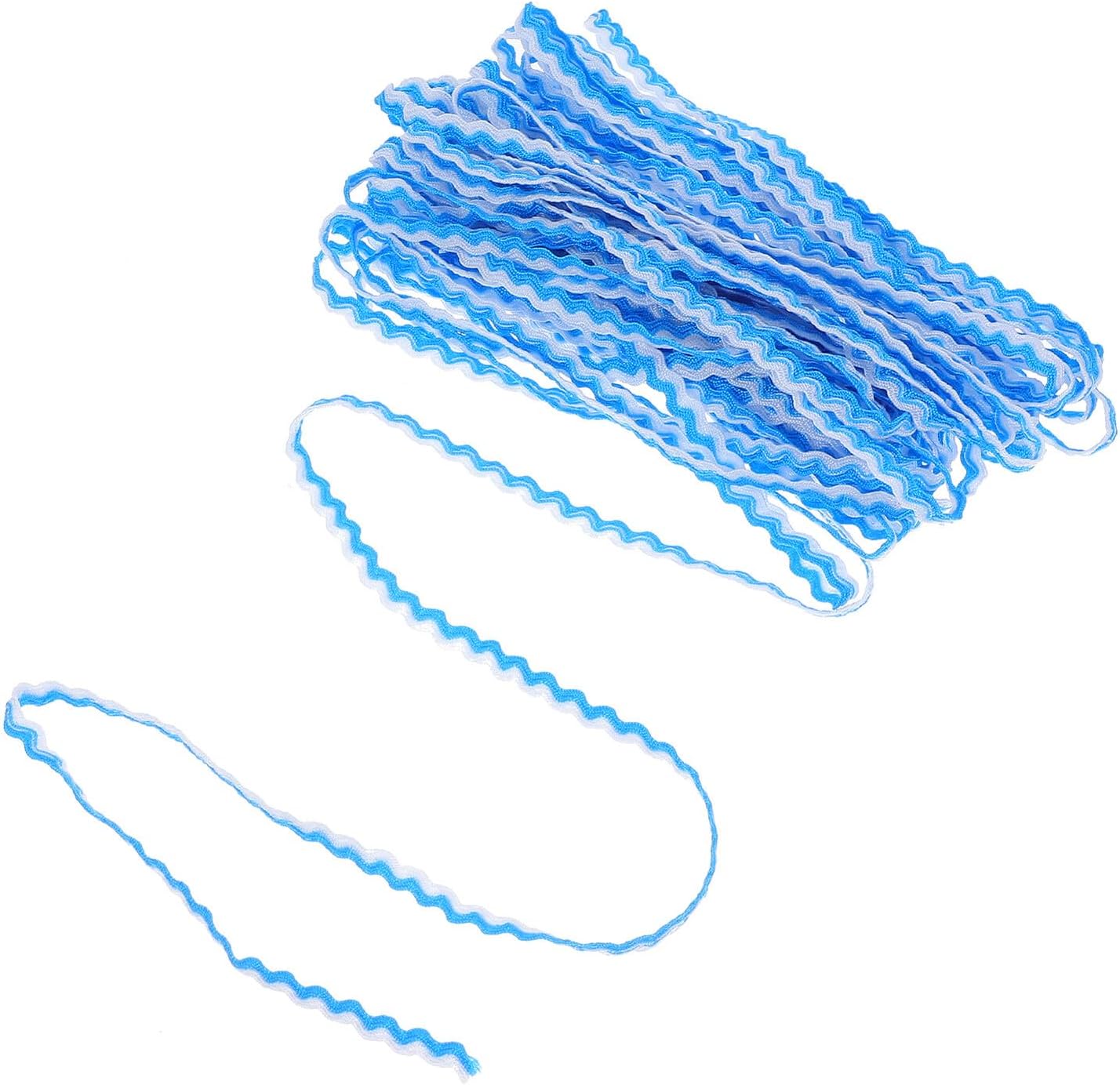 Woven Braided Trim Double-Tone Wave Pattern Sewing Embellishment Trim for Crafts Garments Curtains Upholstery White and Sky Blue 16 Meters 5mm Width