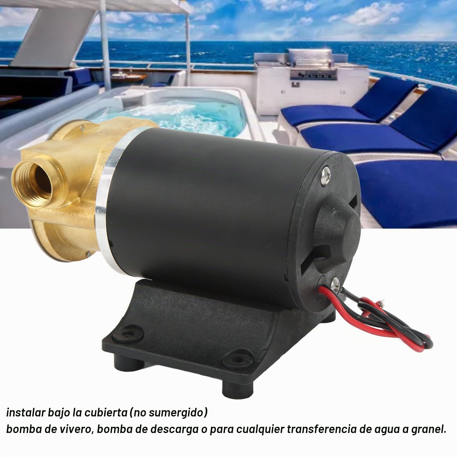 Bomba de Sentina de Impulsor Autocebante, 6GPM Bomba de Transferencia de Agua Interface 20 mm con Motor de Imán Permanente para Barco (12V)