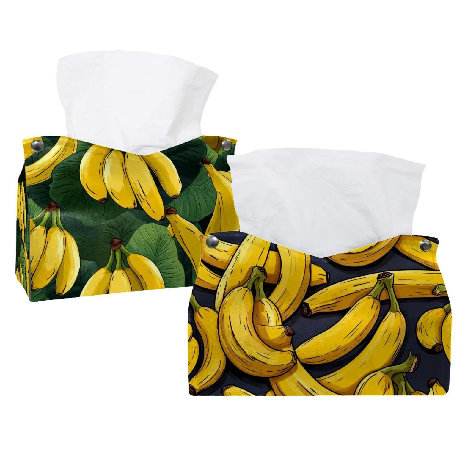 Boîte à mouchoirs en cuir haut de gamme au design banane pour table et bureau moderne