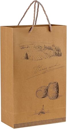 Amazon Co Jp ワインバッグ ボトルバッグ 手提げ袋 縦長 クラフト紙袋 ワインボトル用 日本酒 包装 おしゃれ ラッピング袋 プレゼント 手土産 ギフトバッグ パーティー 業務用 1本用 2本用 10枚セット ホーム キッチン