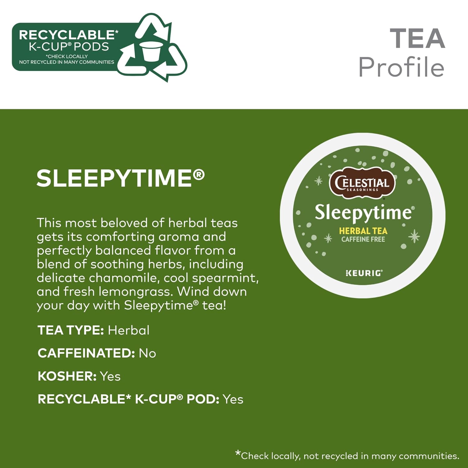 Celestial Seasonings Sleepytime Herbal Tea, Single-Serve Keurig K-Cup Pods, 96 Count