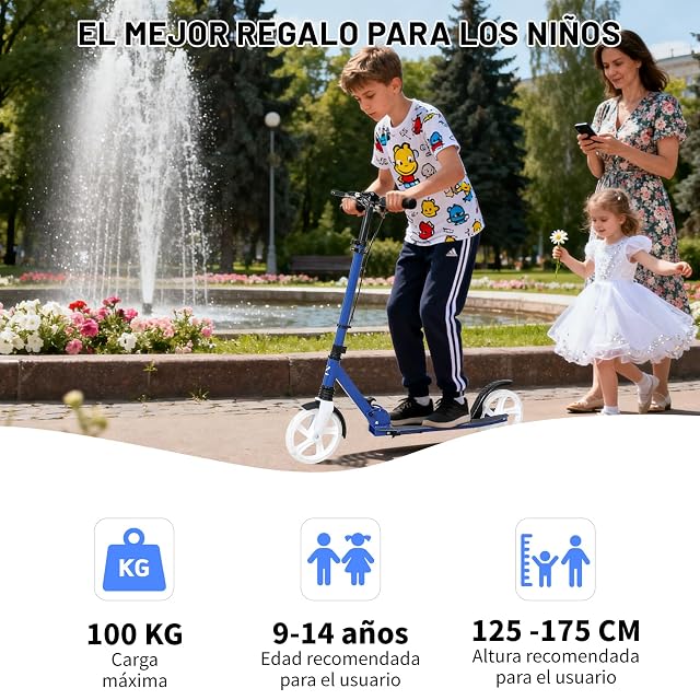 Foto 5 de 8 de NOVONOVA Patinete Scooter Plegable, Patinetes para niños y niñas, 9-14 años con Manillar Ajustable 91-103m