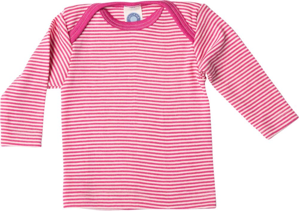 Cosilana, Baby Shirt/Undershirt, 70% Organic Wool, 30% Silk (striped pink-natural, 0-2 months (Height 18-22) (50/56))