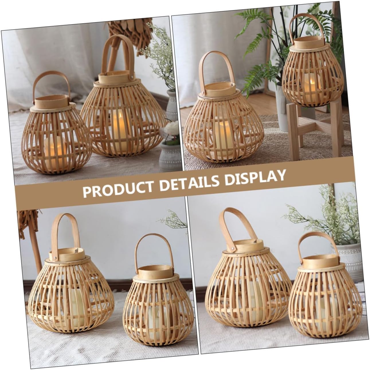 Unomor Household Candlestick Bamboo Woven Desktop Candleholder Craftsmanship for Home Decor Festive Candle Holder