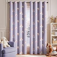 Vista 14 de Jinchan Cortinas opacas para guardería para habitación de niños, cortinas para dormitorio de niñas, bonitas, azul arcoíris, para sala