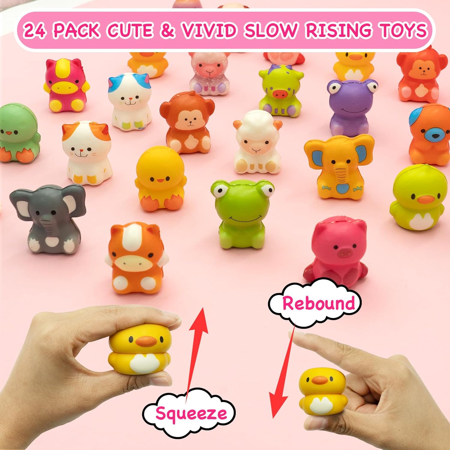 24 Pack Valentines Day Gifts for Kids,Slow Rising Toys with Valentines Cards for Kids, Stress Relief Fidget Toys Set, Classroom Exchange Gifts, Valentine's Day Party Favors, School Prizes