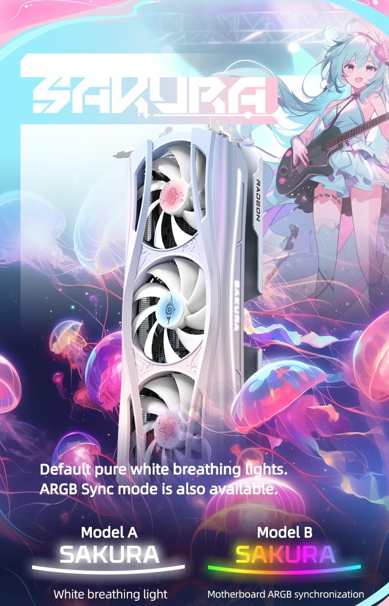 Yeston Sakura Atlantis Radeon RX 9070 16G GDDR6 256bit 4nm Video Cards Desktop Computer PC Graphics Card