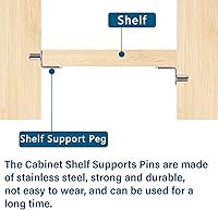 Vista 3 de Clavijas de soporte de estante de 1/4 pulgada, clavijas de soporte para estantes de gabinete, clavijas de soporte de estante con orificio, clavijas