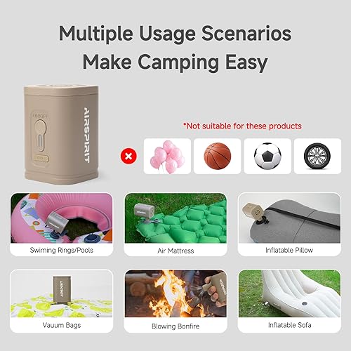 Miniatura 6 de Mini bomba de aire eléctrica portátil para inflables, 5 boquillas universales, inflador recargable, inflador rápido, desinfla flotadores de piscina,