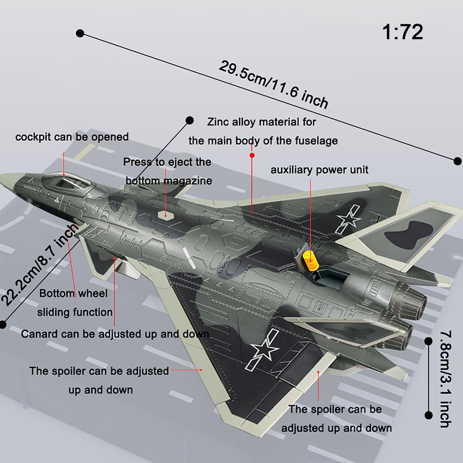 ダイキャストモデル　航空機　飛行機　戦闘機　模型　まとめ Amazon.co.jp: AZIZAT 11.6 ” 1:72-スケールJ-20戦闘機モデルジェット