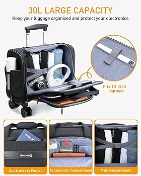 Borsa Laptop Con Ruote Da 17.3" - Trolley Portatile Per Viaggi E Lavoro - Foto 3