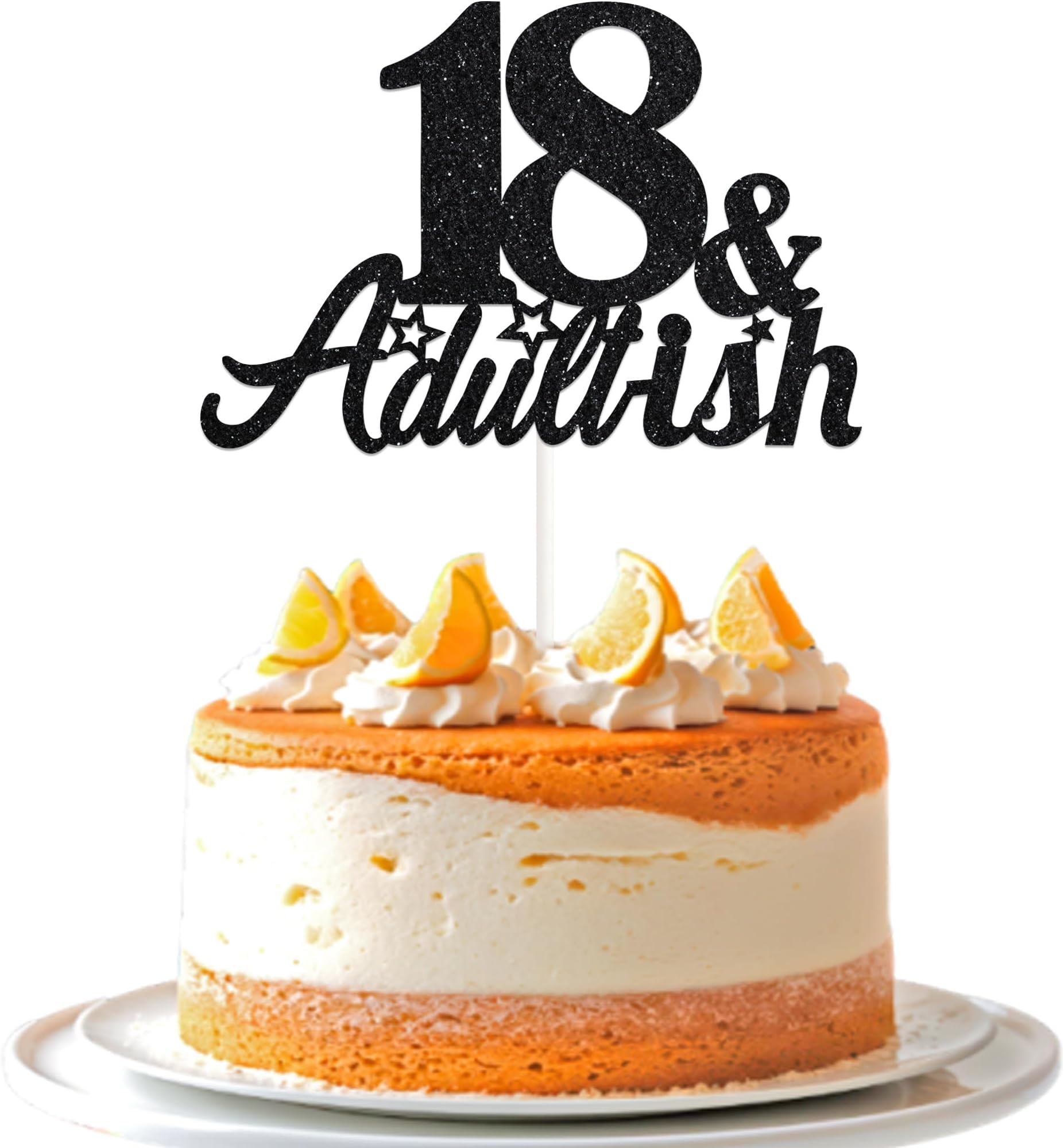 18th Birthday Cake Topper Black Glitter Happy 18th Birthday Decorations 18 & Adultish Cake Topper Funny Gifts for 18 Years Old Girls Boys