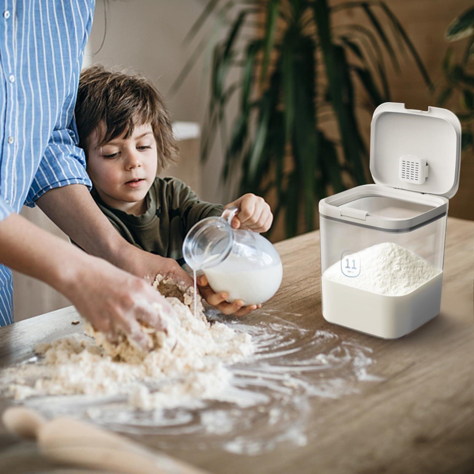 Dispensador De Cereales para Cocina Caja Contenedora De Cereales, Dispensador De Harina For El Hogar, Contenedor De Arroz, Almacenamiento De Alimentos Recipientes para Cereales Desayuno(5.5L)