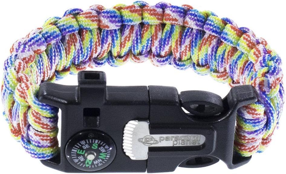 Paracord Planet Emergency Paracord Bracelets โ Set of 2 โ Tactical Survival Gear โ Compass, Flint Firestarter, Knife/Scraper, Whistle โ Wilderness Kit Great for Camping Fishing Hiking & More