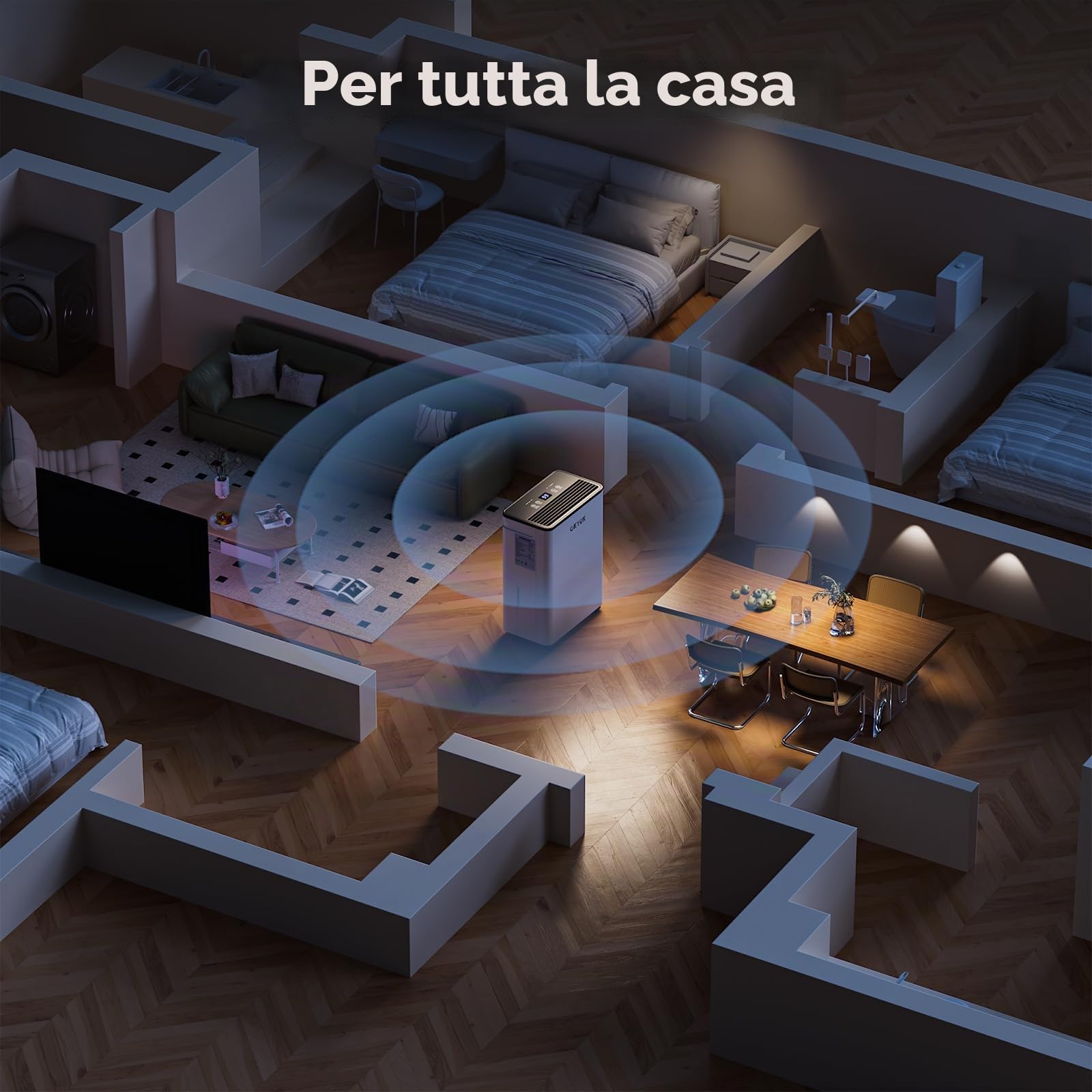 OKYUK Deumidificatore Casa Muffa 12 L, deumidificatore bagno, deumidificatore casa 2.5L, 35 m², con spegnimento automatico Timing 24H, ideale per camper, bagno, camera da letto, cantina (12L Bianco)