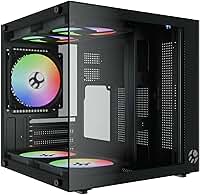 Gabinete Gamer Aquário Life Pro MICRO-ATX, MINI-ITX com 5 Fans Rainbow - Bluecase (Preto)