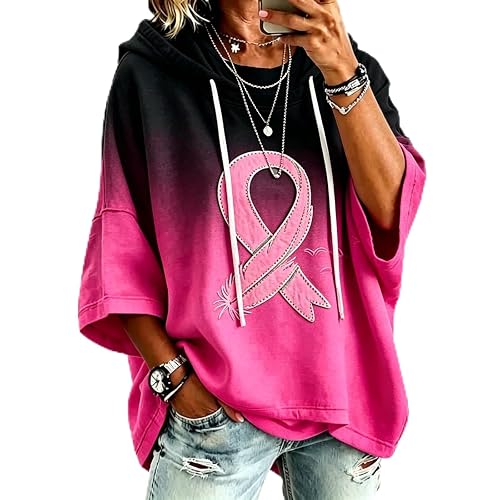 Breast Cancer Awareness Hoodies Women Hooded Pink Ribbon Sweatshirt |