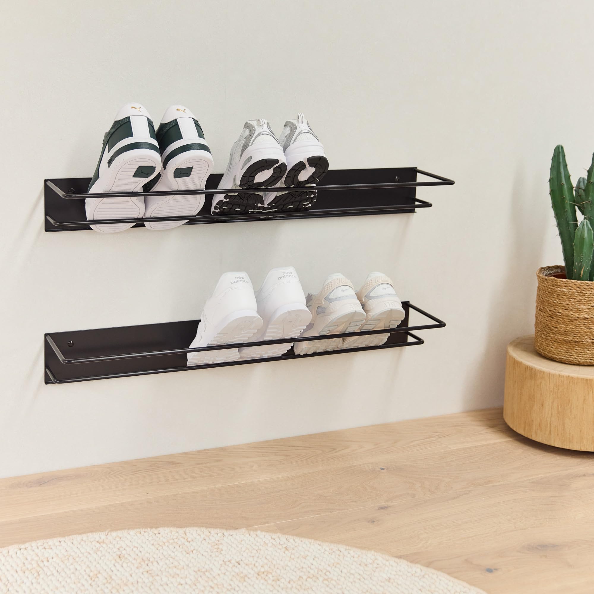 Elegantes Schuhregal Metall (Graphitschwarz 2er Set, 80cm) „INN“ – Moderne Schuhaufbewahrung Schuhablage im eleganten Look – hochwertiger Schuhorganizer stabil und robust – in Österreich produziert