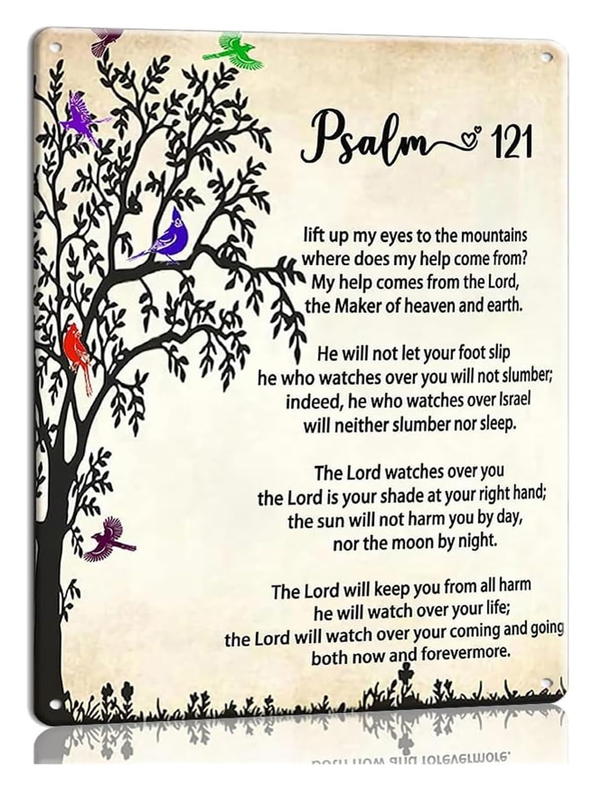 XHAJCSJWGD Vintage Metal Sign Psalm 121 Scripture Wall-Art Shout with Joy to the Lord Christian Bible Verse Decor for Bedroom Kitchen Office 8 X 12 inch