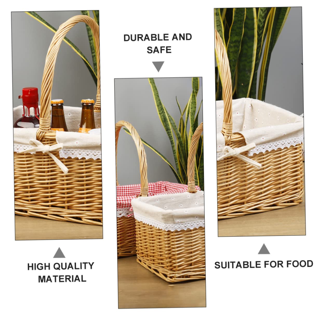 BESPORTBLE 1kawałek Koszyk Wicker z Wierzby Elegancki Koszyk Do Przechowywania Owoców i Kwiatów Naturalny Stabilny Idealny Do Domu i Pikników