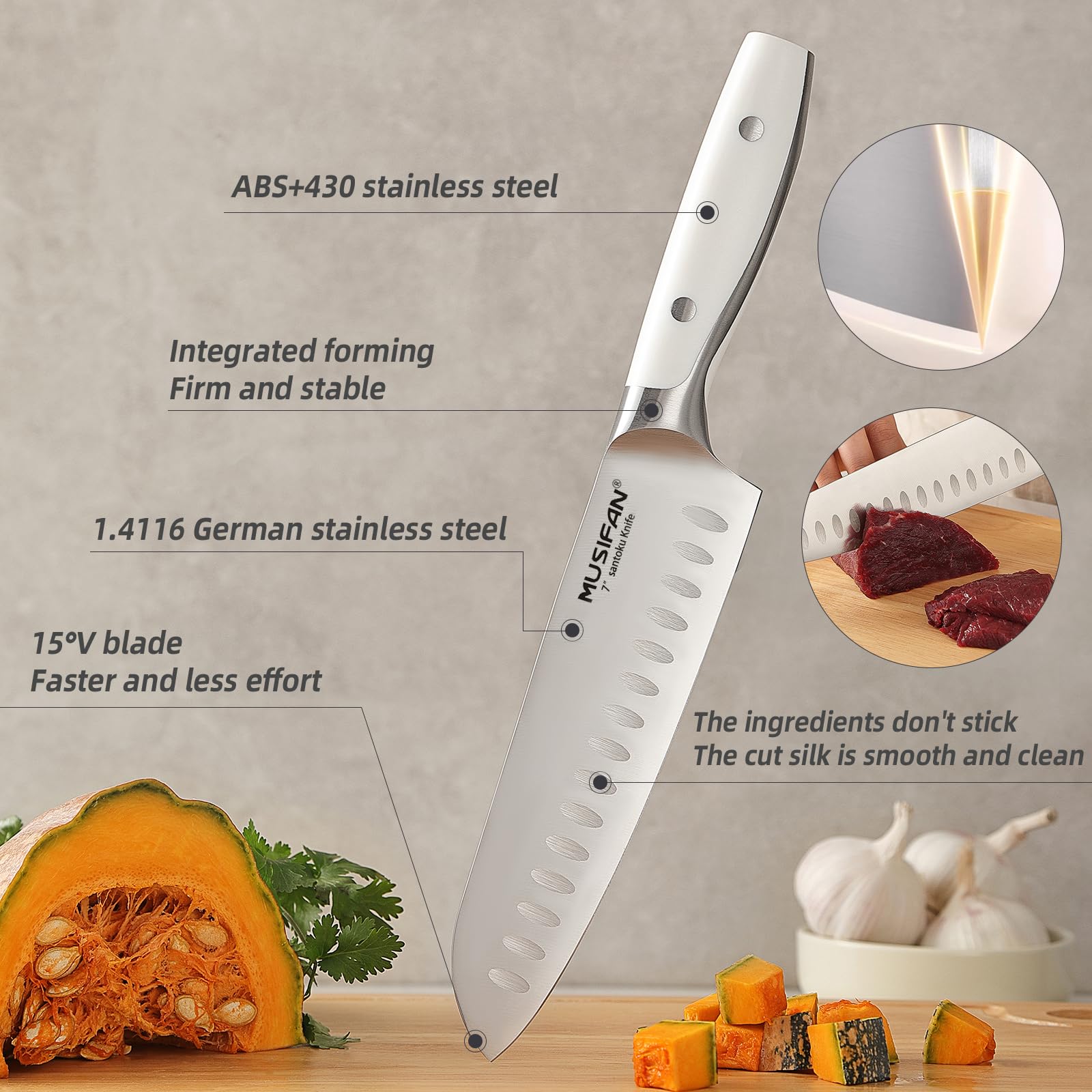 Musifan 5-Piece Chef Knife Set, Professional Ultra Sharp Kitchen Knives For Cooking High Carbon Stainless Steel, With Ergonomic Handle Design (five)