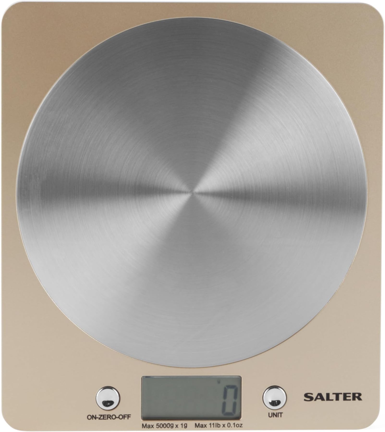Salter 1036 OLFEU16 Olympus Digital Kitchen Scale - Electronic Cooking/Baking Scales, Food Weighing Scale with 5KG Capacity, Stainless Steel Platform, Add & Weigh Tare Function, Measures Liquids, Gold