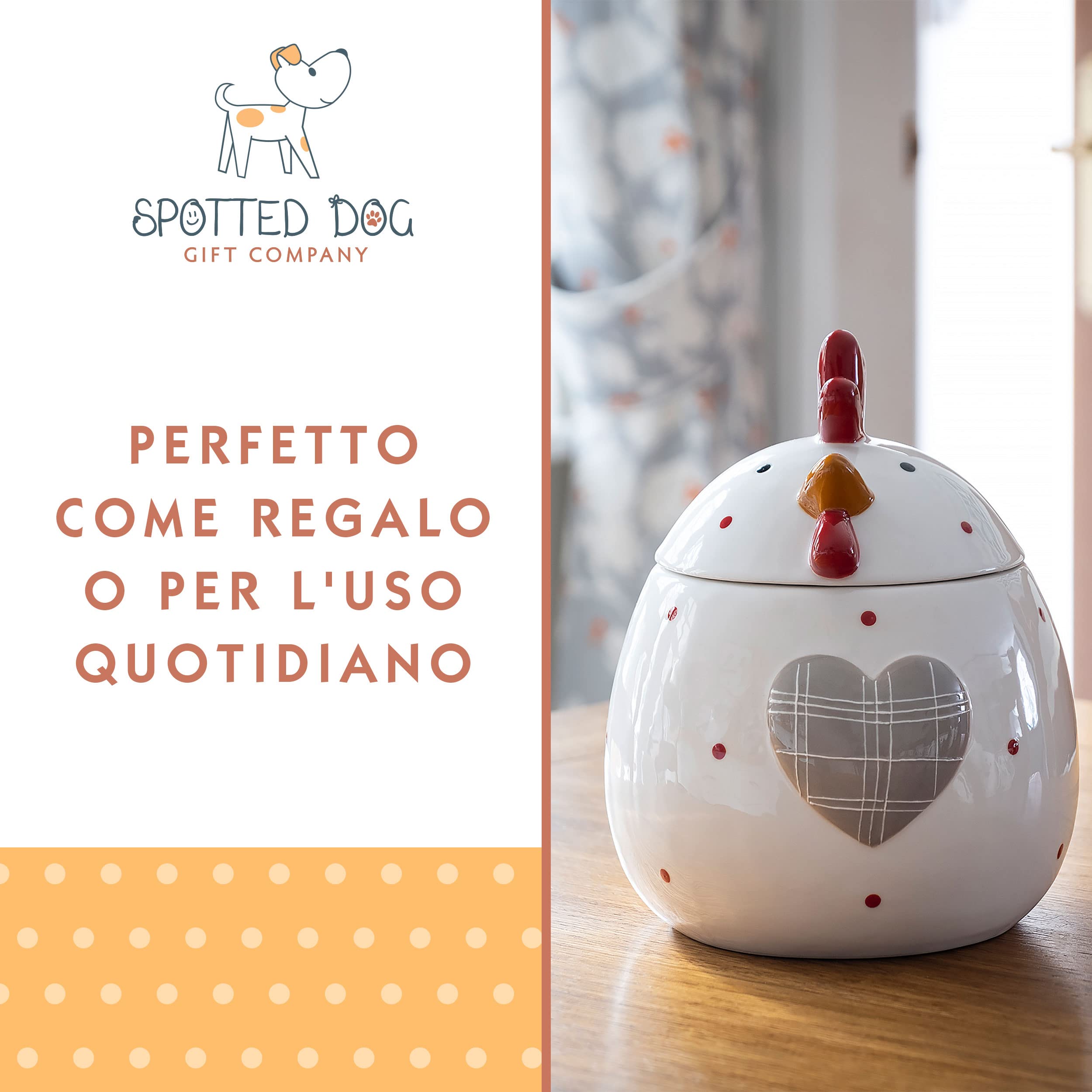 SPOTTED DOG GIFT COMPANY Set di 4 Tazze da Caffè in Ceramica 380 ml per Caffè e Tè, Tazze con Animali a Tema Gallo e Gallina, Adatte a Lavastoviglie e Microonde, Idea Regalo per chi ama gli animali