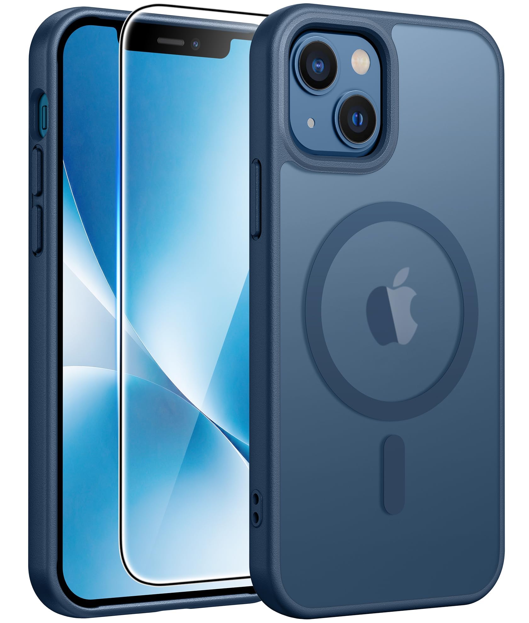 FNTCASE for iPhone 13 mini/12 mini Case Blue: Magnetic Translucent Matte
