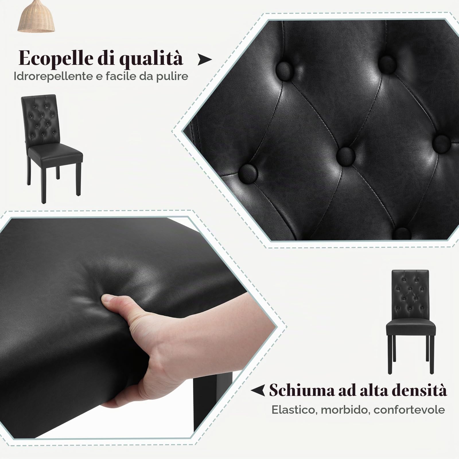 WOLTU Sedie Sala da Pranzo da 4 Pezzi, Sedie da Cucina con Schienale Alto