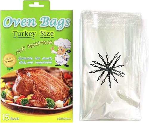 15 bolsas grandes para horno de pavo para cocinar, asar carne, seguras para pescado, verduras, 20 x 24 pulgadas (1 unidad)