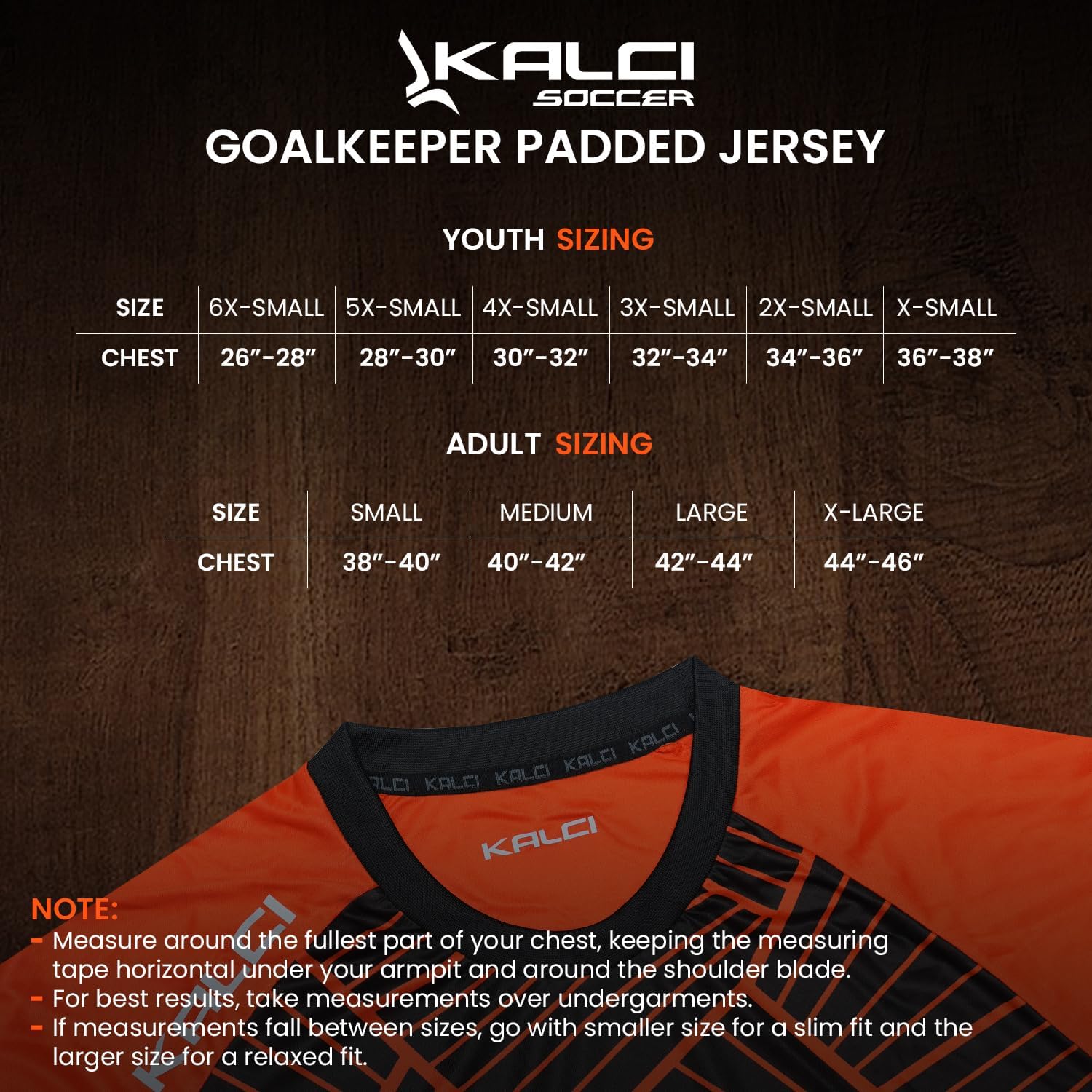Kalci Hidden Chest Padding Soccer Goalie Jersey Youth & Adult. Long Sleeves Elbow Padded Goalkeeper Shirt for Boys & Girls