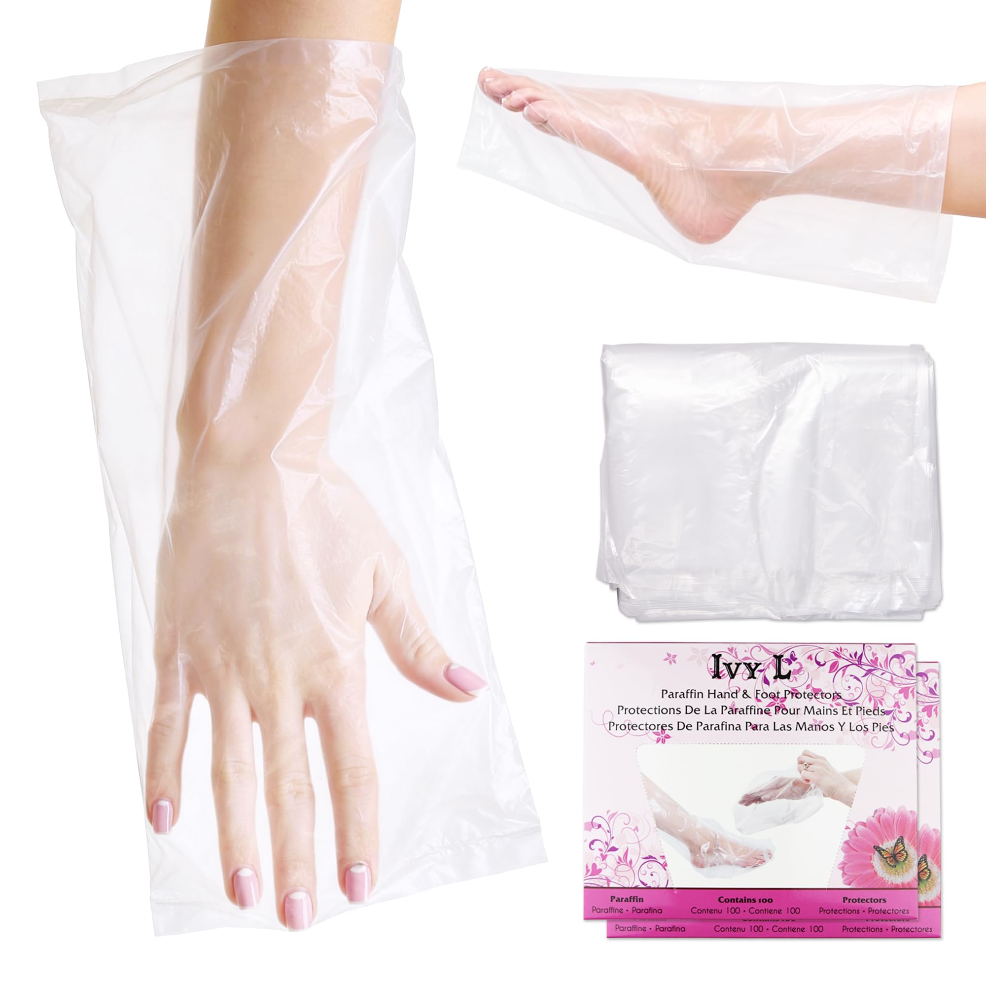 200 Counts - Ivy L Paraffin Hand & Foot Glove Bag Protectors Wax Works Thermal Mitt Liner Professional Cozy Liners Hand or Foot 15 x 10 Inches