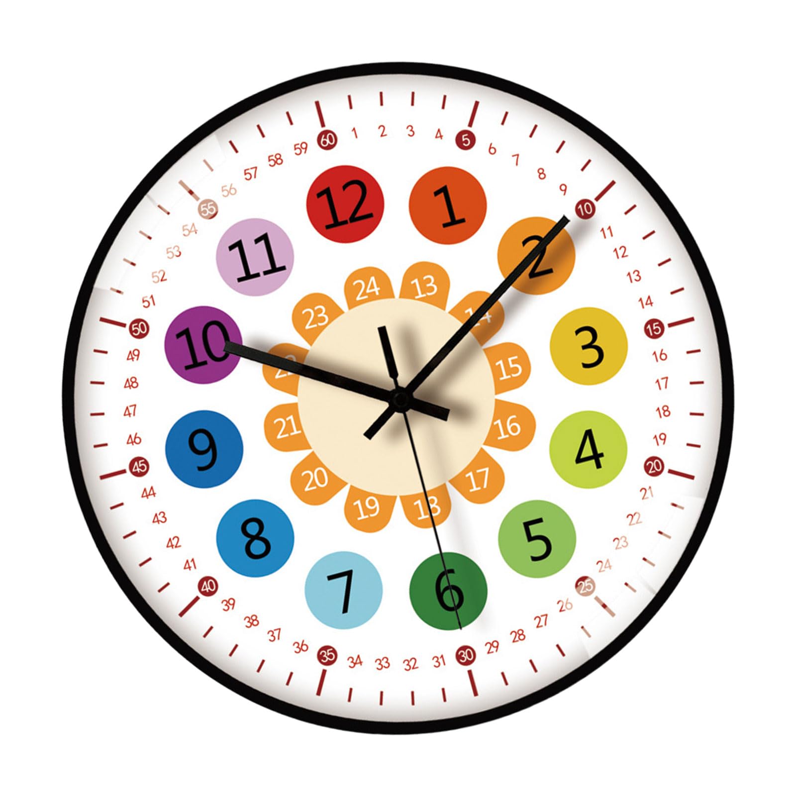 Tsophreniq Educational Wall Clock Telling Time Teaching for Kids Quiet with Large Number for Easy Time Learning Early Education