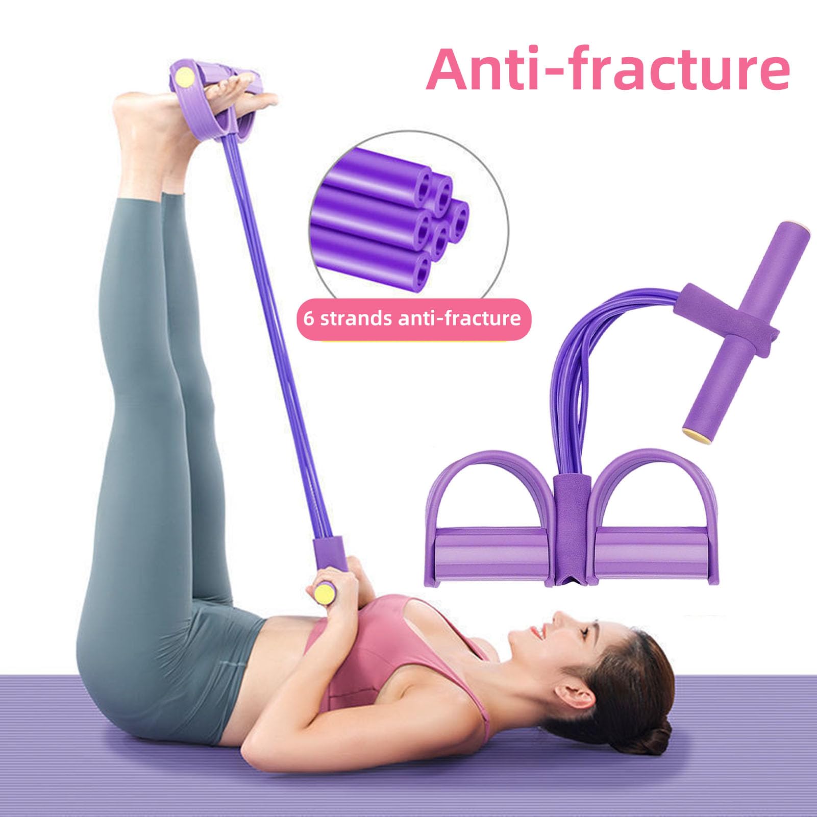 Bande de Résistance Musculation 6 Tubes avec Pédale – Élastique Sport Fitness pour Abdominaux