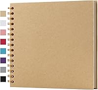 potricher 8x8 Inch DIY Scrapbook Album 40 Pages Hardcover Kraft Paper Yellow Memory Book for Weddings Anniversaries Family