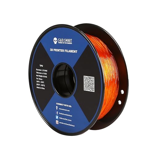 Vista 26 de Bobina de filamentos para impresoras 3D SainSmart, 0.06 pulgadas, flexible, TPU, 1,7 libras, Negro, 1