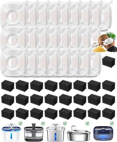 50 filtros de fuente de agua para gatos Veken de 95 onzas2.8 L, 67 onzas, 85 onzas, 135 onzas, fuente de agua para perros, dispensador automático de