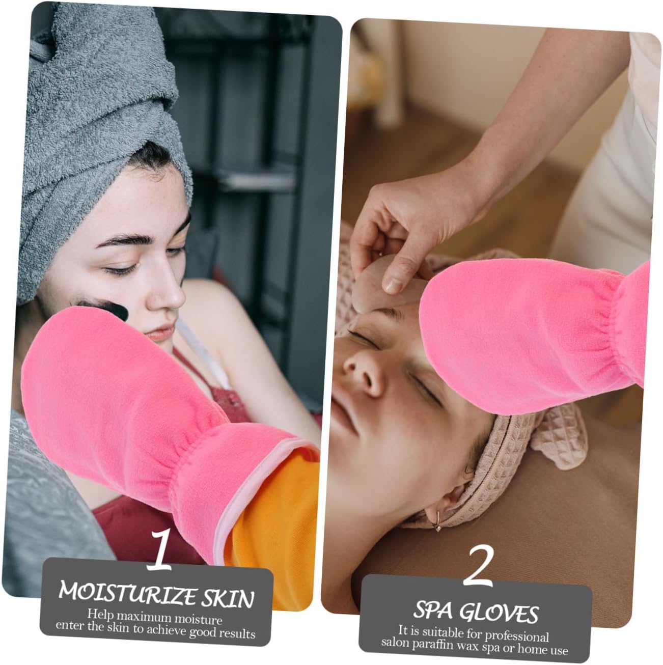 3 Pairs Paraffin Wax Bath Mitts Moisturizing Hand Gloves with Elastic for Skin Care Home Hand Therapy for Women – White, Blue, Pink