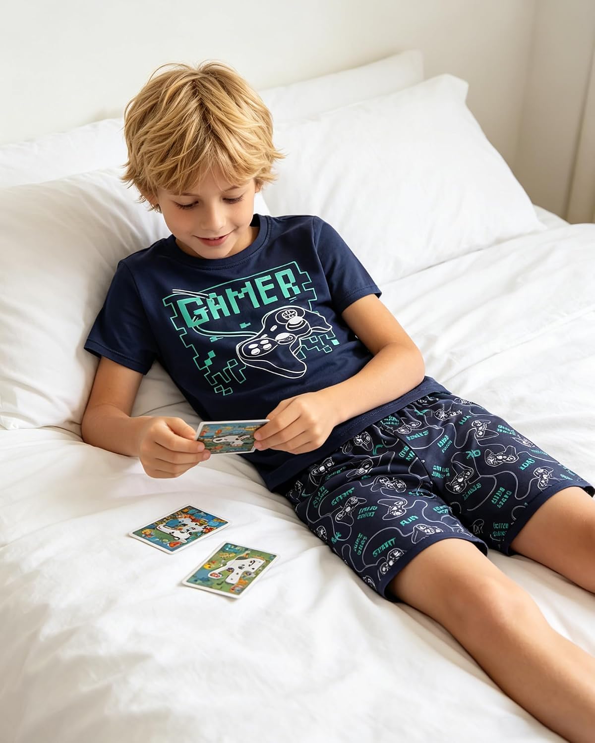 MyFav Big Boys Pajamas 2 Piece Short PJS Cute Cartoon Sleepwear