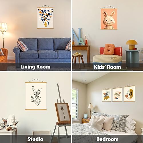Miniatura 5 de Colgador magnético para póster con marco para 12x16 12x18 12x12 pósters de películas y música, pared artística, 2 paquetes de marcos de madera para