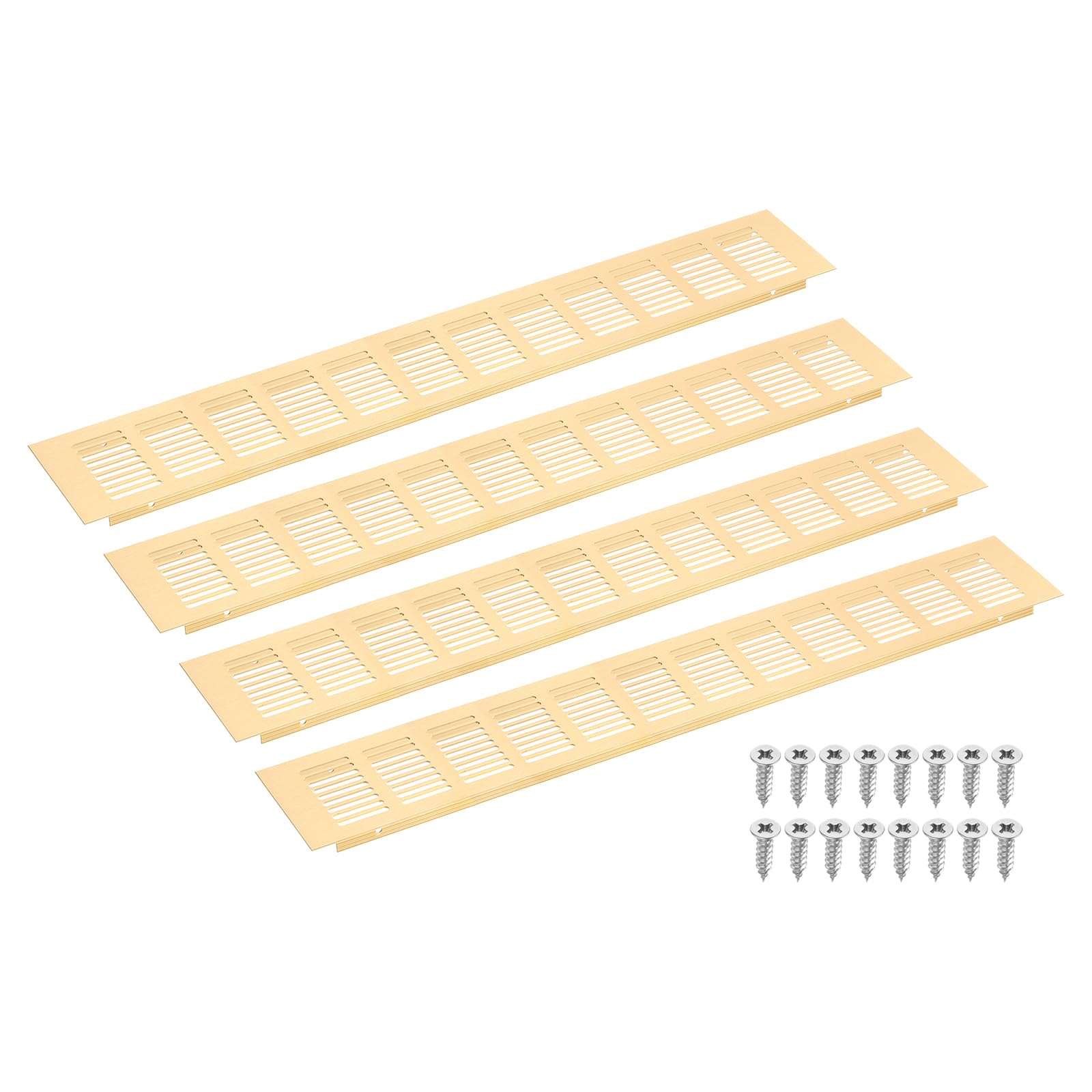 QUARKZMAN Cubierta De Rejillas De Aire, 4Pcs 500 x 80mm - Rejilla De Ventilación De Malla De Aleación De Aluminio, Rejilla De Ventilación Zapatos O Armario (Dorado)