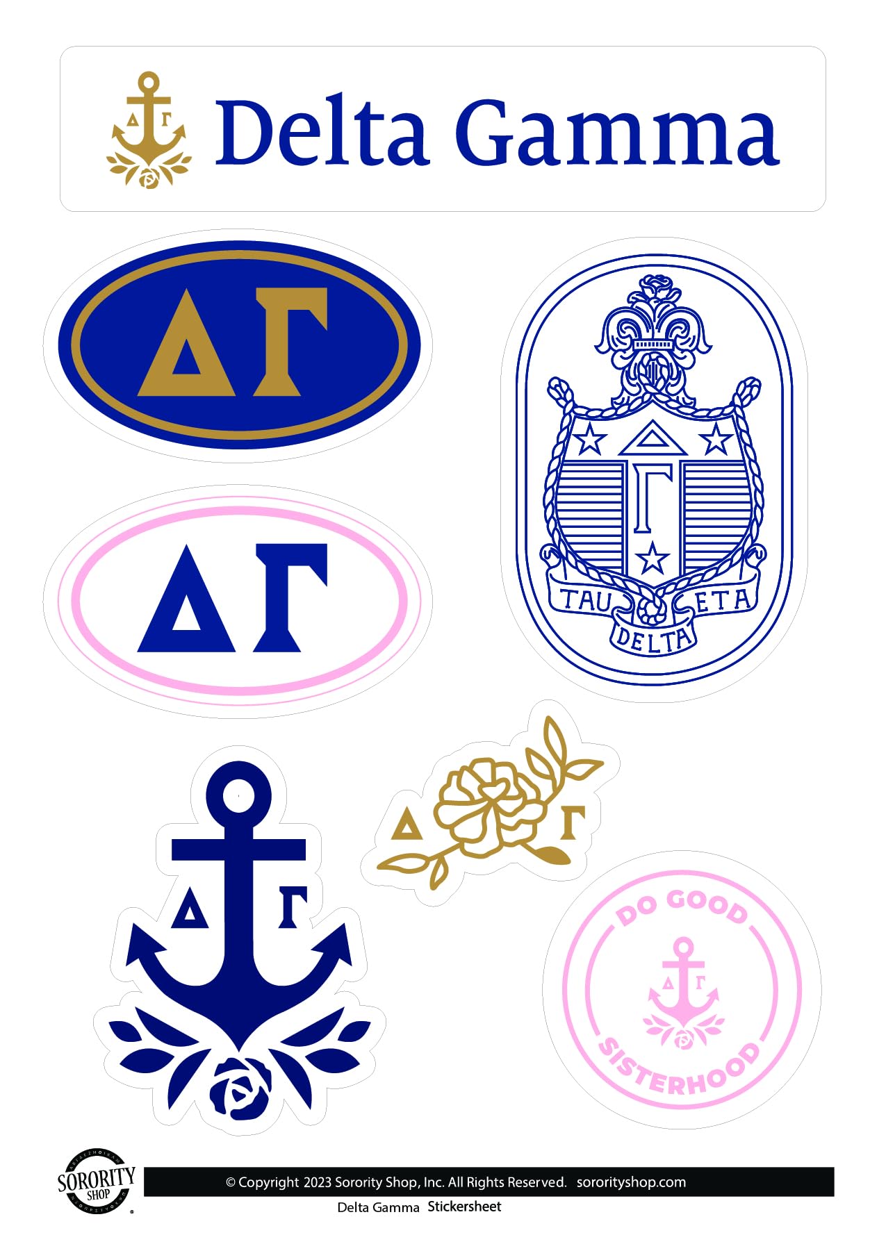 Cadeau de sororité planche autocollants Delta Gamma vinyle pour vos amies de promotion