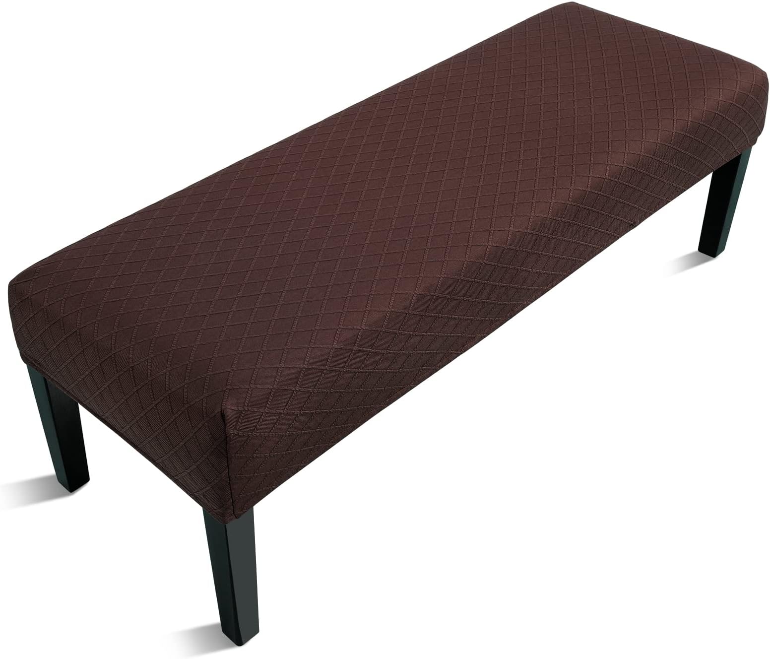 Fuloon Stretch Jacquard Dining Bench Cover - Anti-Dust Removable Bench Slipcover Washable Seat Cushion Protector for Bedroom, Kitchen, Hotel, Banquet (Chocolate)
